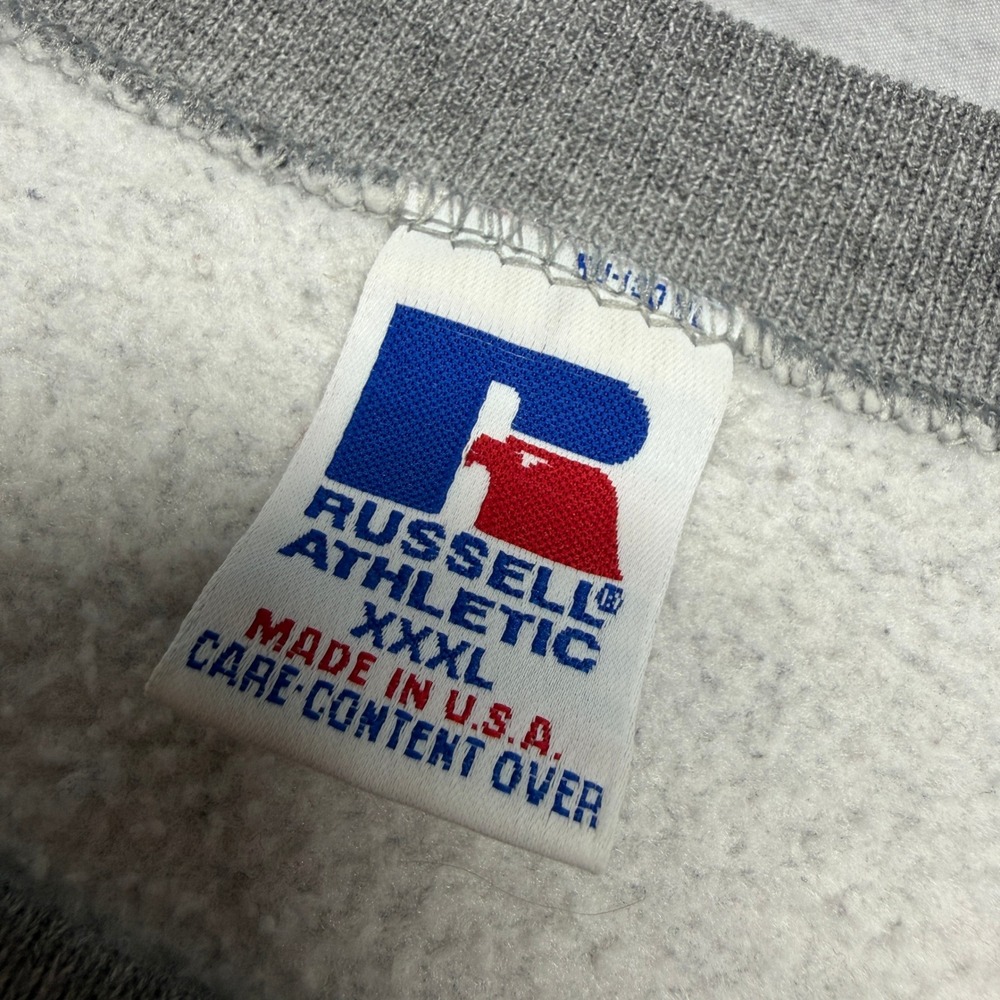 Vintage 90s Russell Athletic East Tennessee Bucs Sweatshirt Gray 3XL Made in USA - Picture 6 of 8